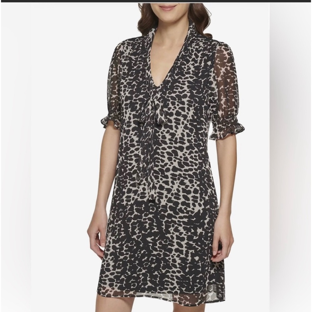 DKNY Abstract / Animal Print Crepe Dress 14